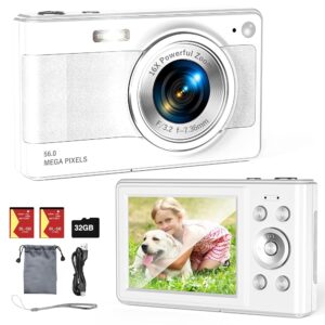 Enhanced Digital Digital camera for Children – 56MP FHD 1080P with 16x Zoom and Anti-Shake, Consists of 32GB TF Card, Two Batteries, Lanyard, Compact Dimension for Boys