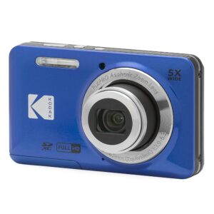 KODAK PIXPRO FZ55-BL 16MP Digital Digital camera with 5X Optical Zoom, 28mm Huge Angle, 1080P Full HD Video, and a pair of.7″ LCD Display for Vlogging (Blue)