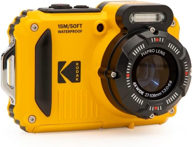 KODAK PIXPRO WPZ2 Sturdy Waterproof, Shockproof, and Dustproof WiFi Digital Digital camera – 16MP, 4X Optical Zoom, 1080P Full HD Video Vlogging Digital camera with 2.7″ LCD Display (Yellow)